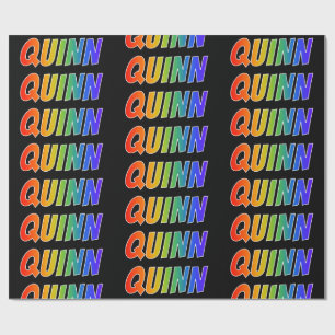 Papier Cadeau Rainbow Prénom "QUINN"; Amusant et coloré