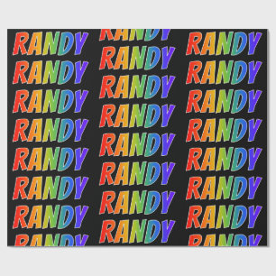 Papier Cadeau Rainbow prénom "RANDY"; Amusant et coloré
