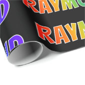 Papier Cadeau Rainbow Prénom "RAYMOND"; Amusant et coloré (Coin rond)
