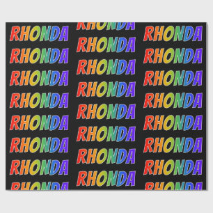 Papier Cadeau Rainbow Prénom "RHONDA"; Amusant et coloré