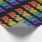 Papier Cadeau Rainbow Prénom "ROBERT"; Amusant et coloré (Coin)