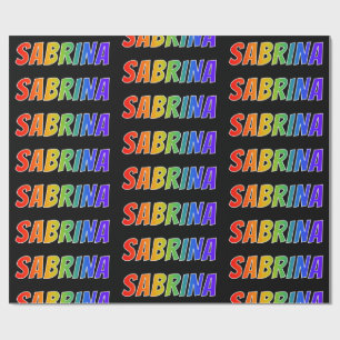 Papier Cadeau Rainbow Prénom "SABRINA"; Amusant et coloré