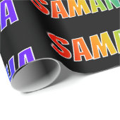 Papier Cadeau Rainbow Prénom "SAMANTHA"; Amusant et coloré (Coin rond)