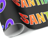 Papier Cadeau Rainbow Prénom "SANTIAGO"; Amusant et coloré (Coin rond)