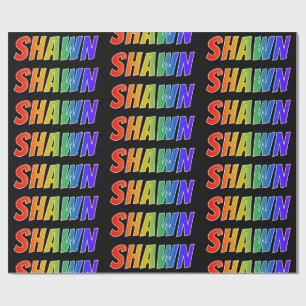 Papier Cadeau Rainbow Prénom "SHAWN"; Amusant et coloré