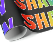 Papier Cadeau Rainbow Prénom "SHAWN"; Amusant et coloré (Coin rond)