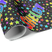 Papier Cadeau Rainbow Prénom "SHELBY" + Stars (Coin rond)