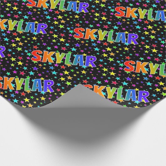 Papier Cadeau Rainbow Prénom "SKYLAR" + Stars (Coin)