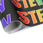 Papier Cadeau Rainbow Prénom "STEVEN"; Amusant et coloré (Coin rond)