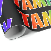 Papier Cadeau Rainbow Prénom "TAMMY"; Amusant et coloré (Coin rond)