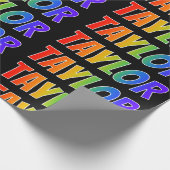 Papier Cadeau Rainbow prénom "TAYLOR"; Amusant et coloré (Coin)