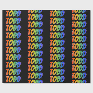 Papier Cadeau Rainbow prénom "TODD"; amusant et coloré