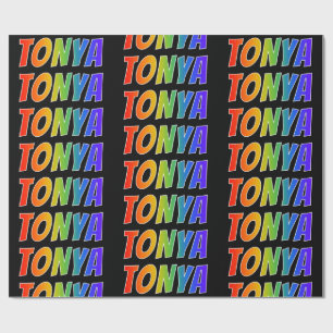 Papier Cadeau Rainbow Prénom "TONYA"; Amusant et coloré