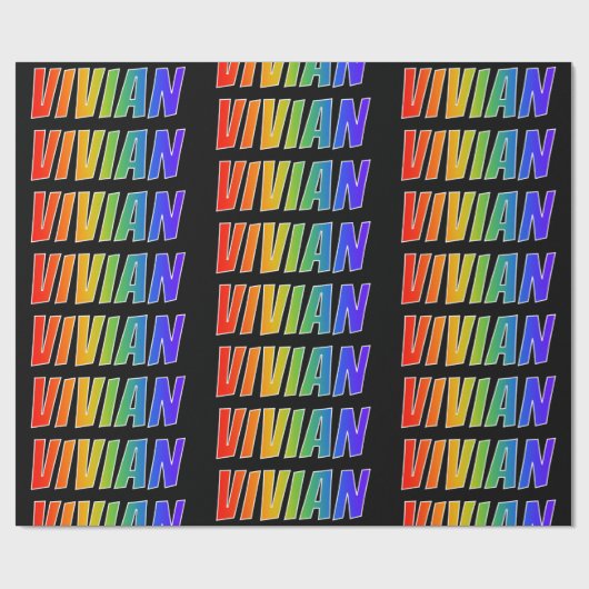 Papier Cadeau Rainbow Prénom "VIVIAN"; Amusant et coloré (Plat)