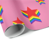 Papier Cadeau Rainbow pride stars Wrapping Paper (Coin rond)
