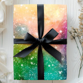 Papier Cadeau Rainbow Space Galaxy Nebula Cool Star Motif