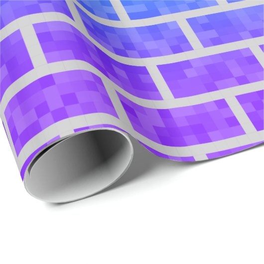 Papier Cadeau Rainbow Spectrum Pixelated 8 bits Look Brick Wall (Coin rond)