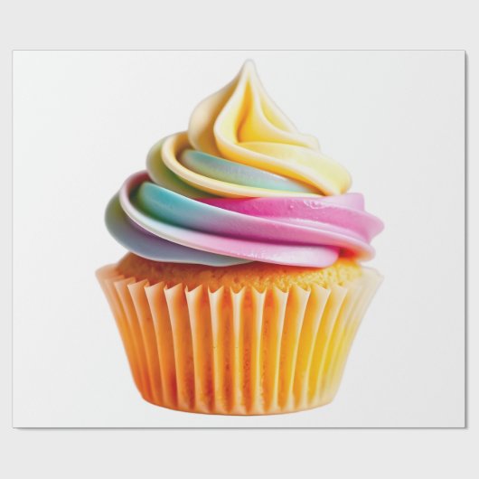 Papier Cadeau Rainbow Swirl Cupcake with Colorful Wrapper (Plat)