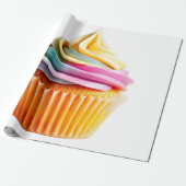 Papier Cadeau Rainbow Swirl Cupcake with Colorful Wrapper (Déroulé)