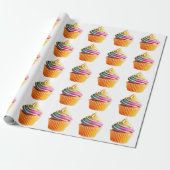 Papier Cadeau Rainbow Swirl Cupcake with Colorful Wrapper (Déroulé)