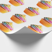 Papier Cadeau Rainbow Swirl Cupcake with Colorful Wrapper (Coin)