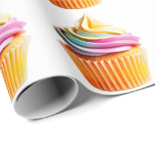 Papier Cadeau Rainbow Swirl Cupcake with Colorful Wrapper (Coin rond)
