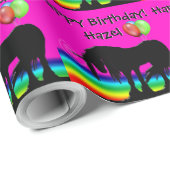Papier Cadeau Rainbow Unicorn Party (Coin rond)
