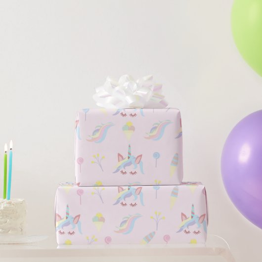 Papier Cadeau Rainbow Unicorn Pastel Cute (Cadeaux de fête)