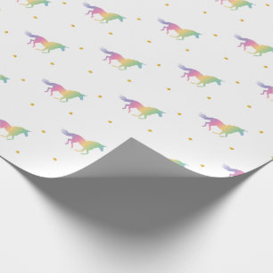 Papier Cadeau Rainbow Unicorns & Gold Stars Motif