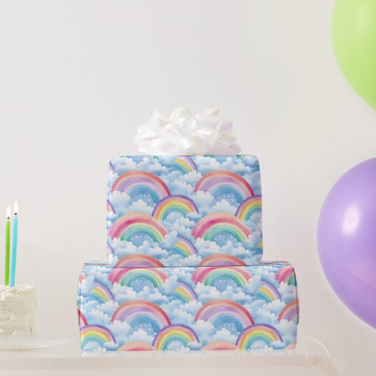 Papier Cadeau  Rainbows and Clouds Pattern (Cadeaux de fête)