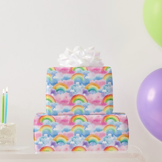 Papier Cadeau Rainbows and Rainbow Colored Clouds (Cadeaux de fête)
