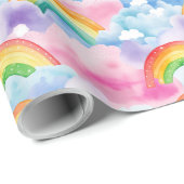 Papier Cadeau Rainbows and Rainbow Colored Clouds (Coin rond)