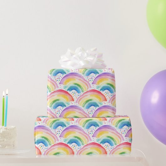 Papier Cadeau  Rainbows and Rainbow Colored Flowers (Cadeaux de fête)