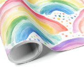 Papier Cadeau  Rainbows and Rainbow Colored Flowers (Coin rond)