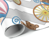 Papier Cadeau Rainy Sky Grey Chevron et Purple Baby (Coin rond)