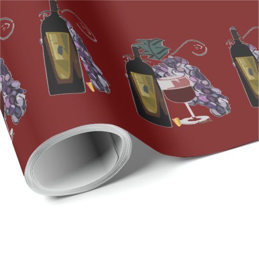 Papier Cadeau Raisins de la bouteille de vin n (Coin rond)