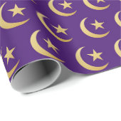 Papier Cadeau Ramadan Eid violet et or (Coin rond)