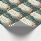 Papier Cadeau Ramadan Elegance Green & Gold Lanterns and Mosque  (Coin)
