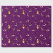 Papier Cadeau Ramadan Kareem Aïd Moubarak Islamique Noir Violet (Plat)