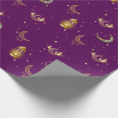 Papier Cadeau Ramadan Kareem Aïd Moubarak Islamique Noir Violet (Coin)
