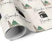 Papier Cadeau Ramadan Kareem Wrapping Paper – Kaaba & Masjid (Coin rond)