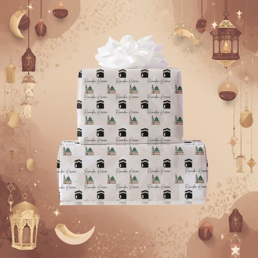 Papier Cadeau Ramadan Kareem Wrapping Paper – Kaaba & Masjid