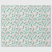Papier Cadeau Rameaux de verdure de Noël Baies de houx rouges (Plat)