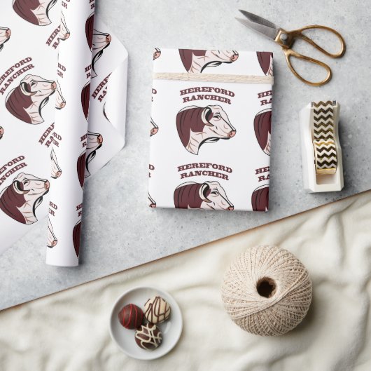 PAPIER CADEAU RANCHER HEREFORD (Artisanat)