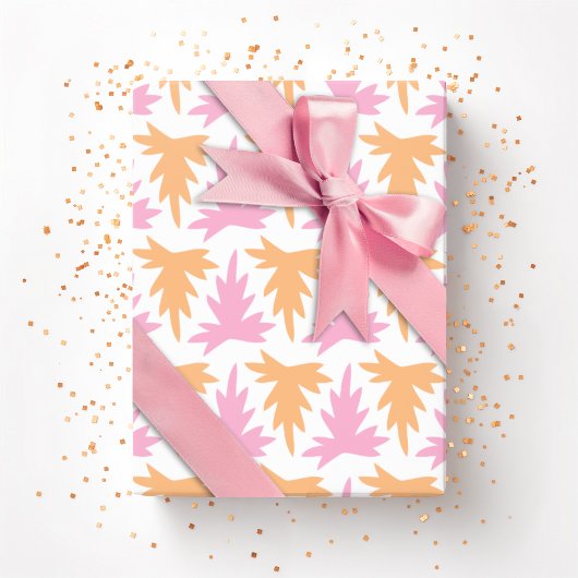 Papier Cadeau Rangée d'acanthe en rose et orange
