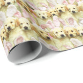 Papier Cadeau Rangée de lapins chiots (Coin rond)