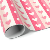 Papier Cadeau Rangées de coeur (Coin rond)