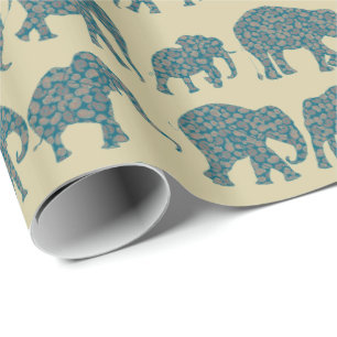 Papier Cadeau Rangées d'éléphants de Paisley sur papier d'envelo