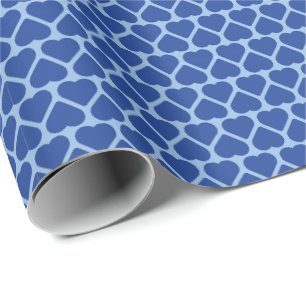 Papier Cadeau Rangées simples de petits cœurs bleu foncé sur fon