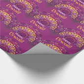 Papier Cadeau Rangoli ornemental pourpre de diwali heureux (Coin)